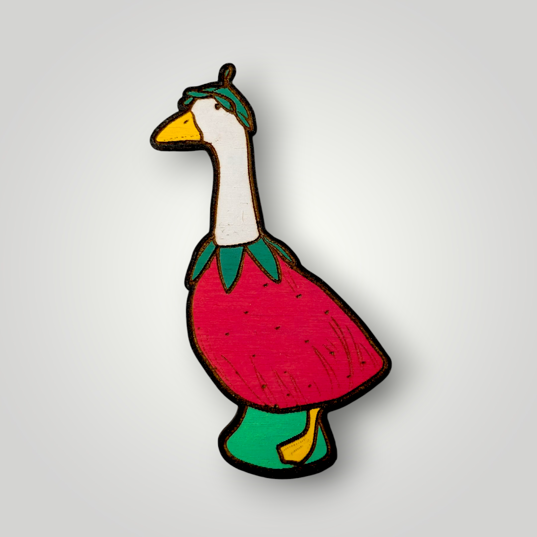 Strawberry Porch Goose Club XL Wood Magnet