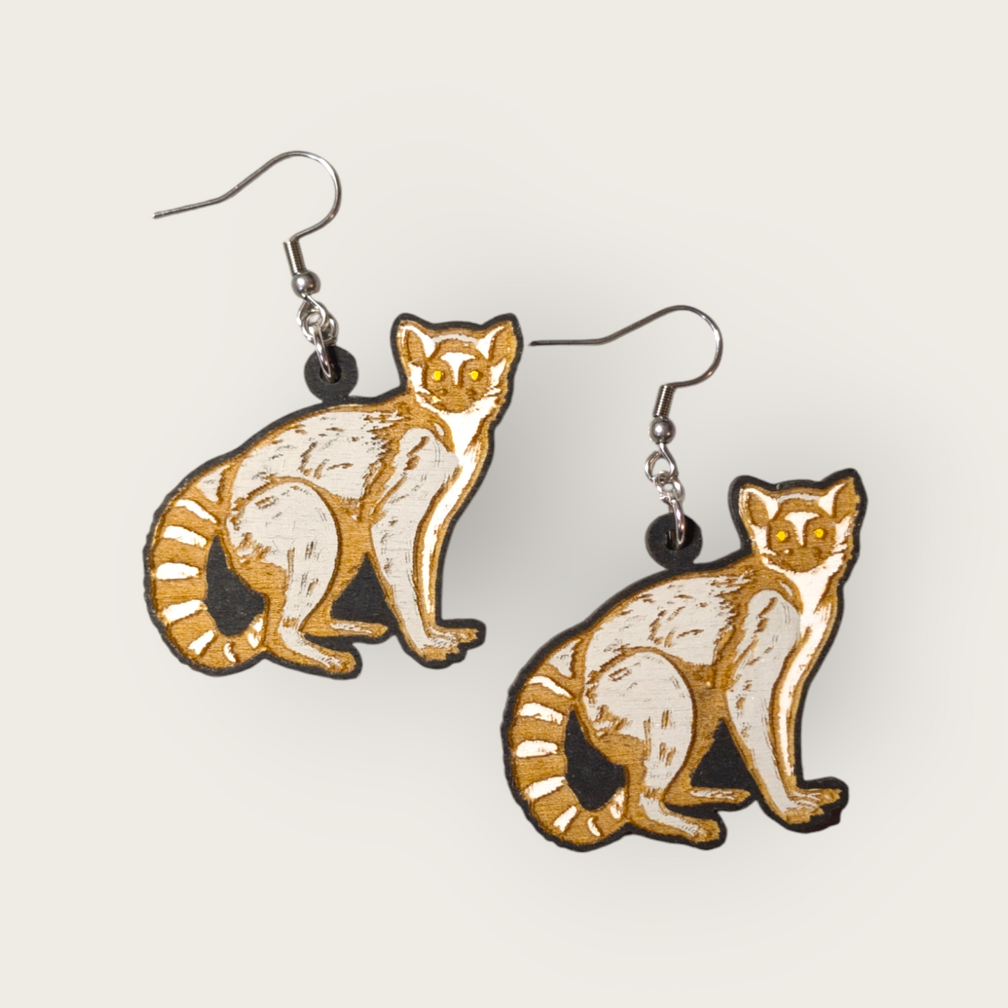 Lemur Hand Painted Dangle Earrings