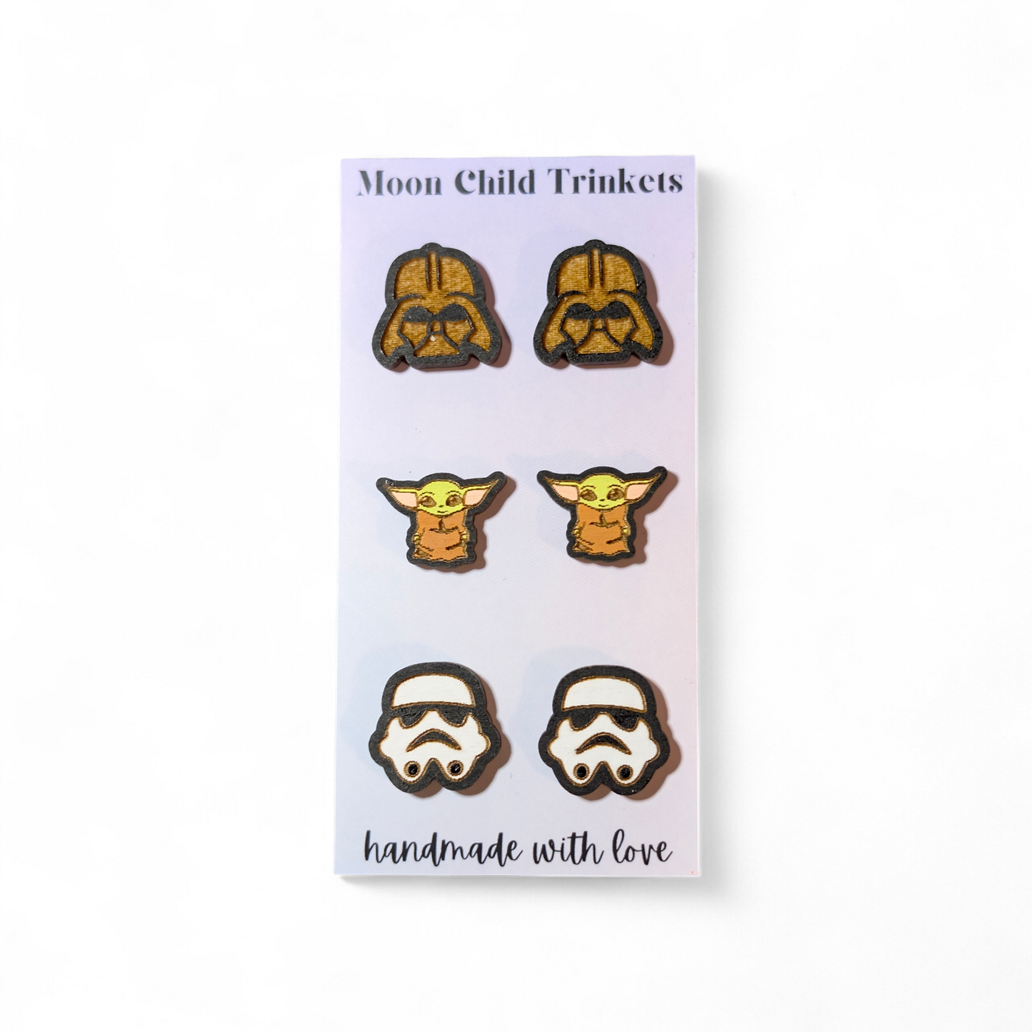 Star Wars - 3 Pair Stud Earring Bundle - Darth Vader, Grogu, Storm Trooper