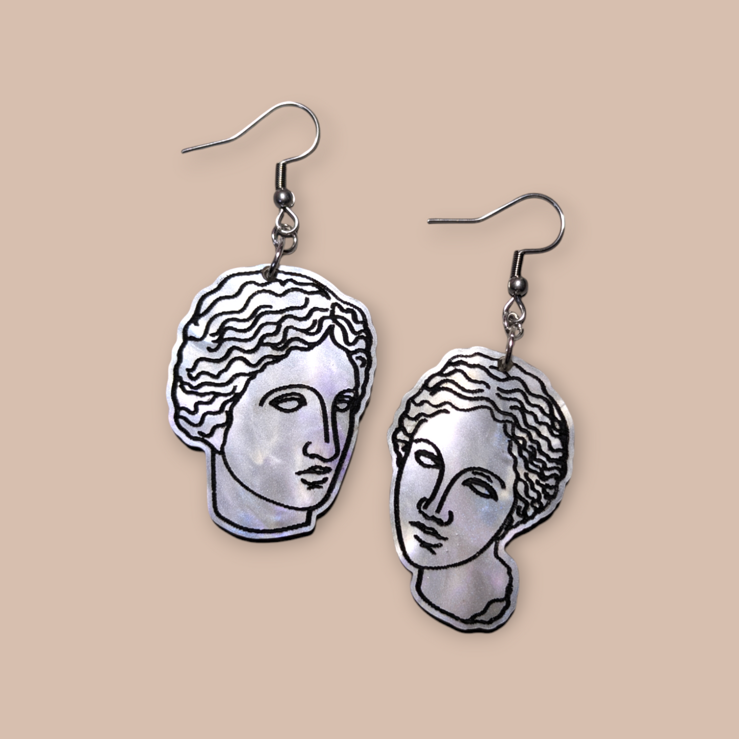 Ancient Greek Statue Hand Painted Dangle Earrings