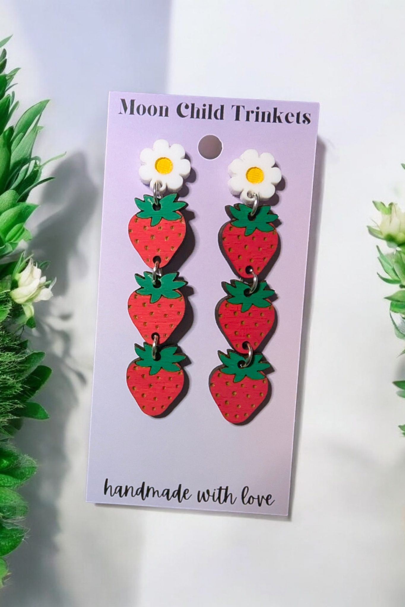 Whimsical Strawberry Dangle Earrings