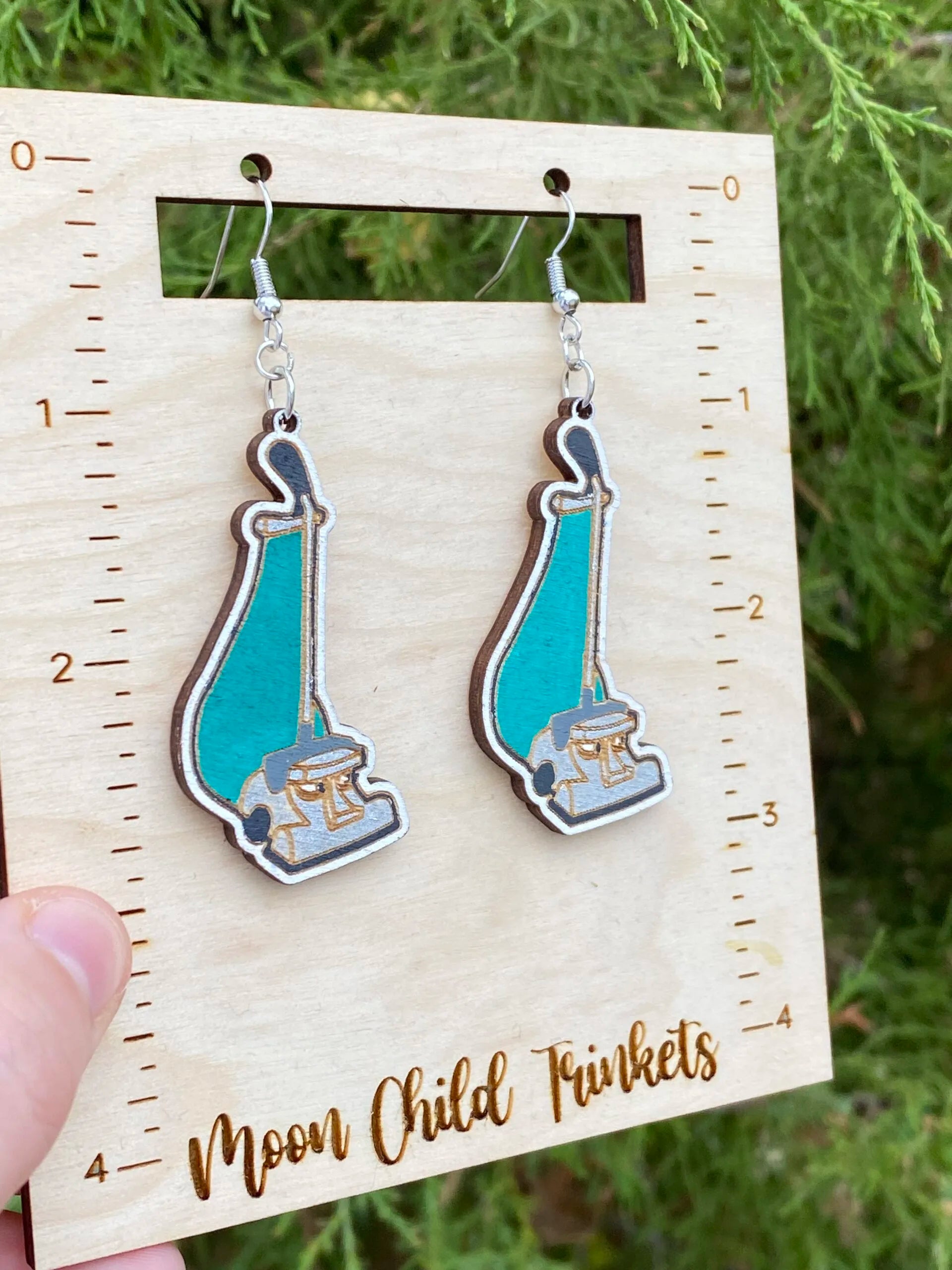 Brave Little Toaster Kirby the Vacuum Hand Painted Wood Dangle Earrings image 1