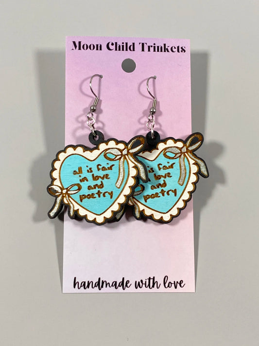 All is Fair in Love and Poetry TTPD Wood Dangle Earrings image 0