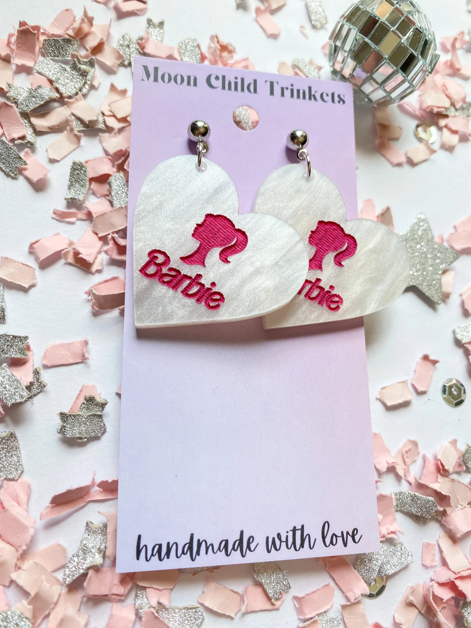 Pearl Barbie Hand Painted Dangle Acrylic Earrings *LIMITED EDITION* image 3