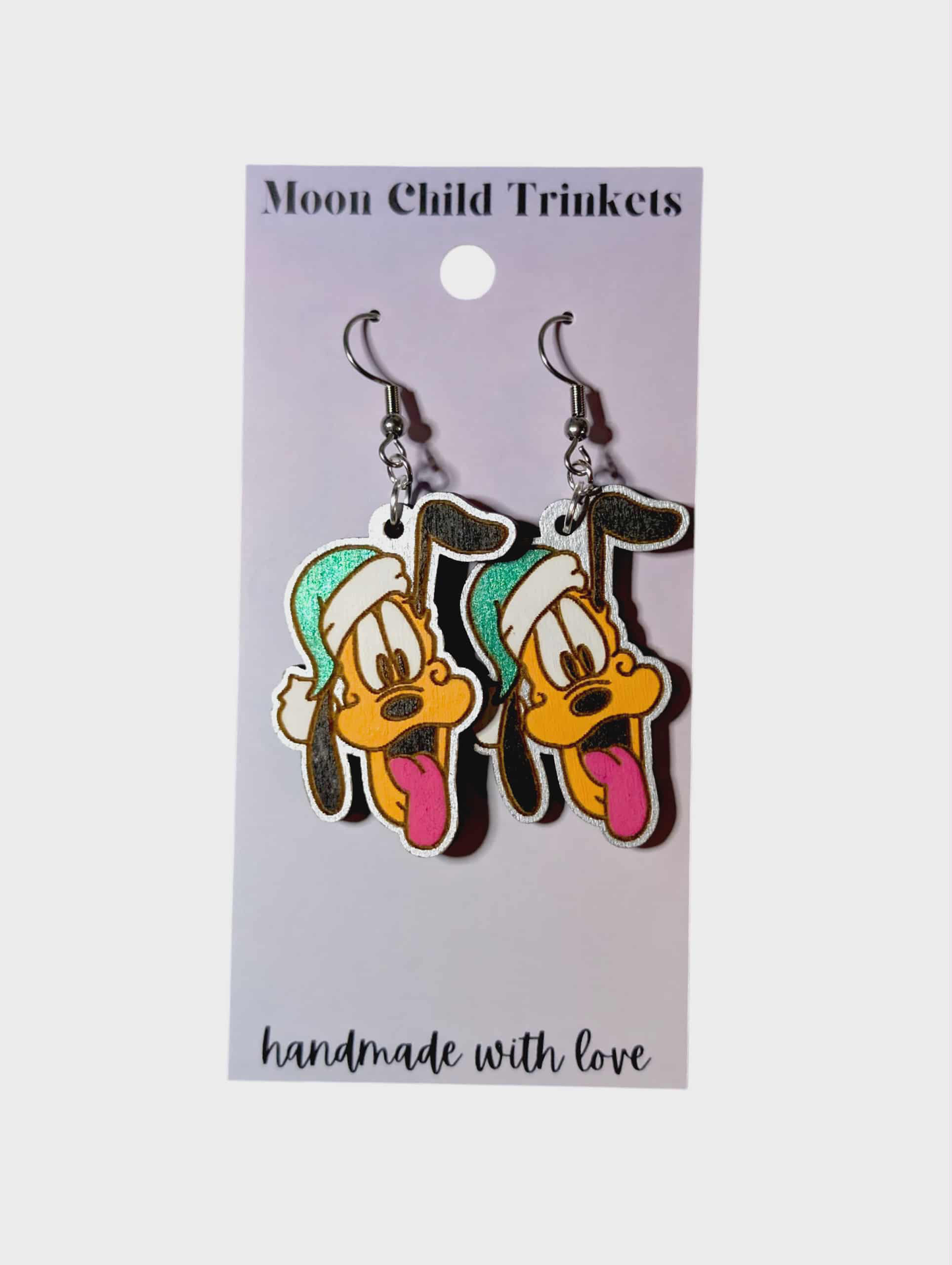 Pluto Christmas Hand Painted Wood Earrings