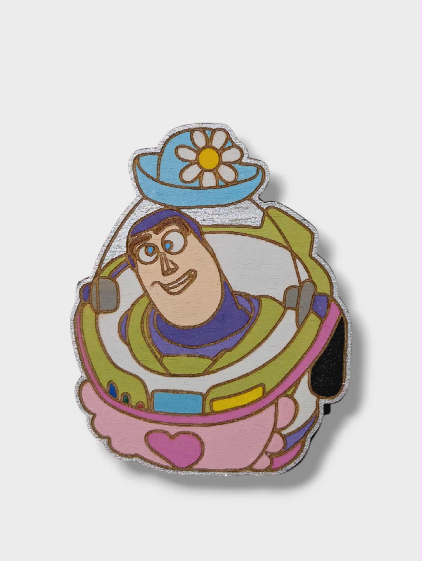 Mrs Nesbitt Buzz Lightyear Pin – Toy Story Inspired Bar Back Brooch - Hand Painted Wood Pin