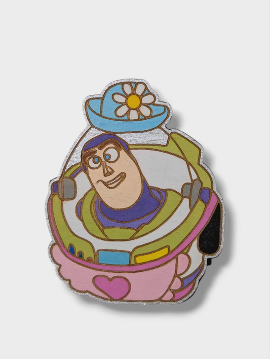 Mrs Nesbitt Buzz Lightyear Pin – Toy Story Inspired Bar Back Brooch - Hand Painted Wood Pin