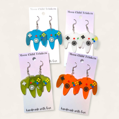 N64 Acrylic Earrings – 90s & 2000s Nostalgia Statement Jewelry