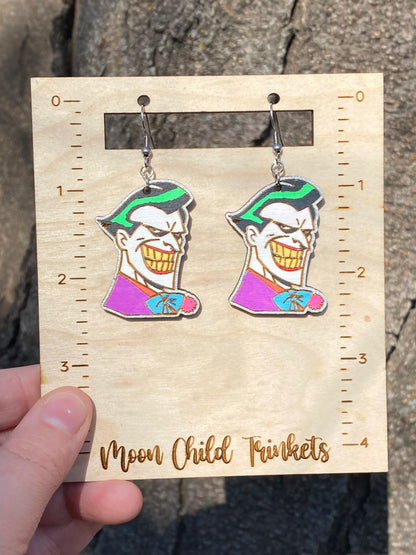 Batman Inspired Joker Hand Painted Wood Earrings image 2
