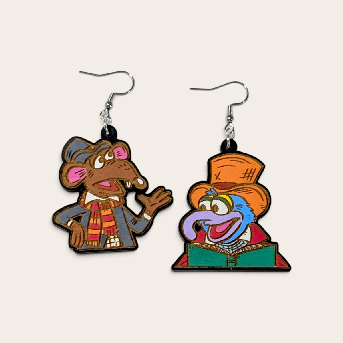 The Muppet Christmas Carol Hand Painted Wood Dangle Earrings