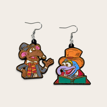 The Muppet Christmas Carol Hand Painted Wood Dangle Earrings