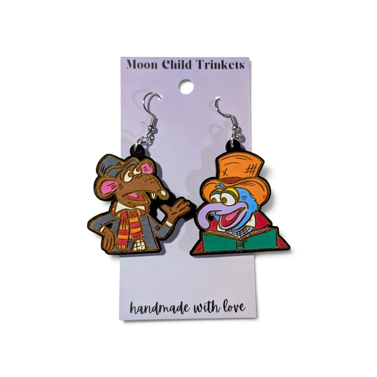 The Muppet Christmas Carol Hand Painted Wood Dangle Earrings