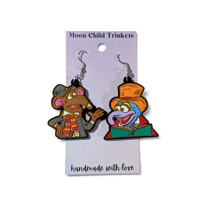 The Muppet Christmas Carol Hand Painted Wood Dangle Earrings