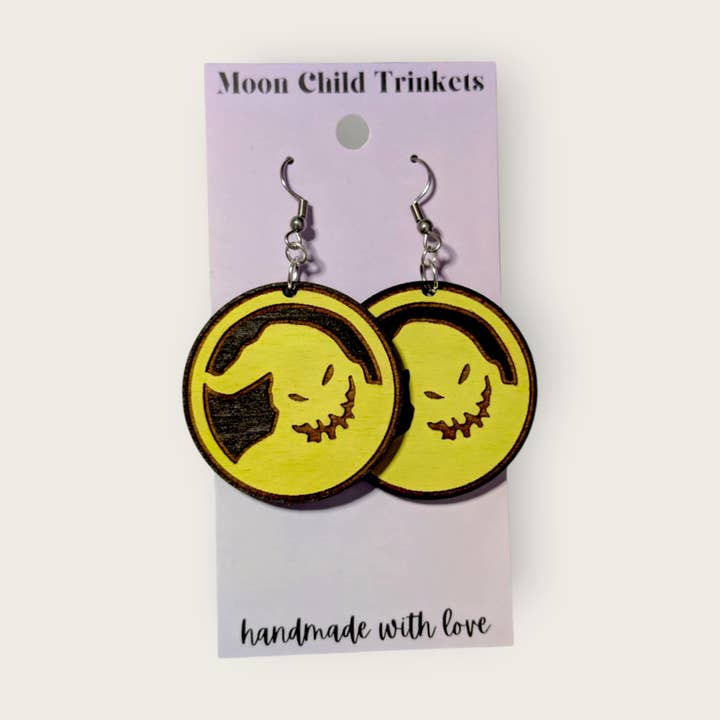 Oogie Boogie Hand Painted Wood Dangle Earrings