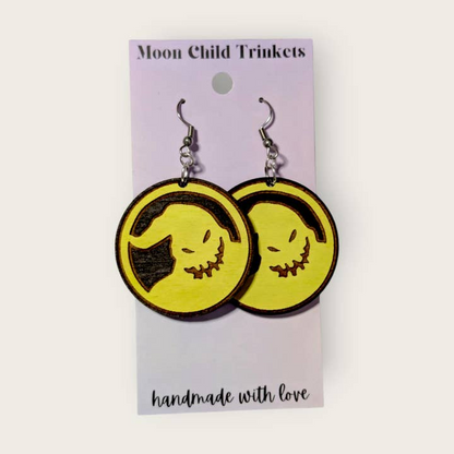 Oogie Boogie Hand Painted Wood Dangle Earrings