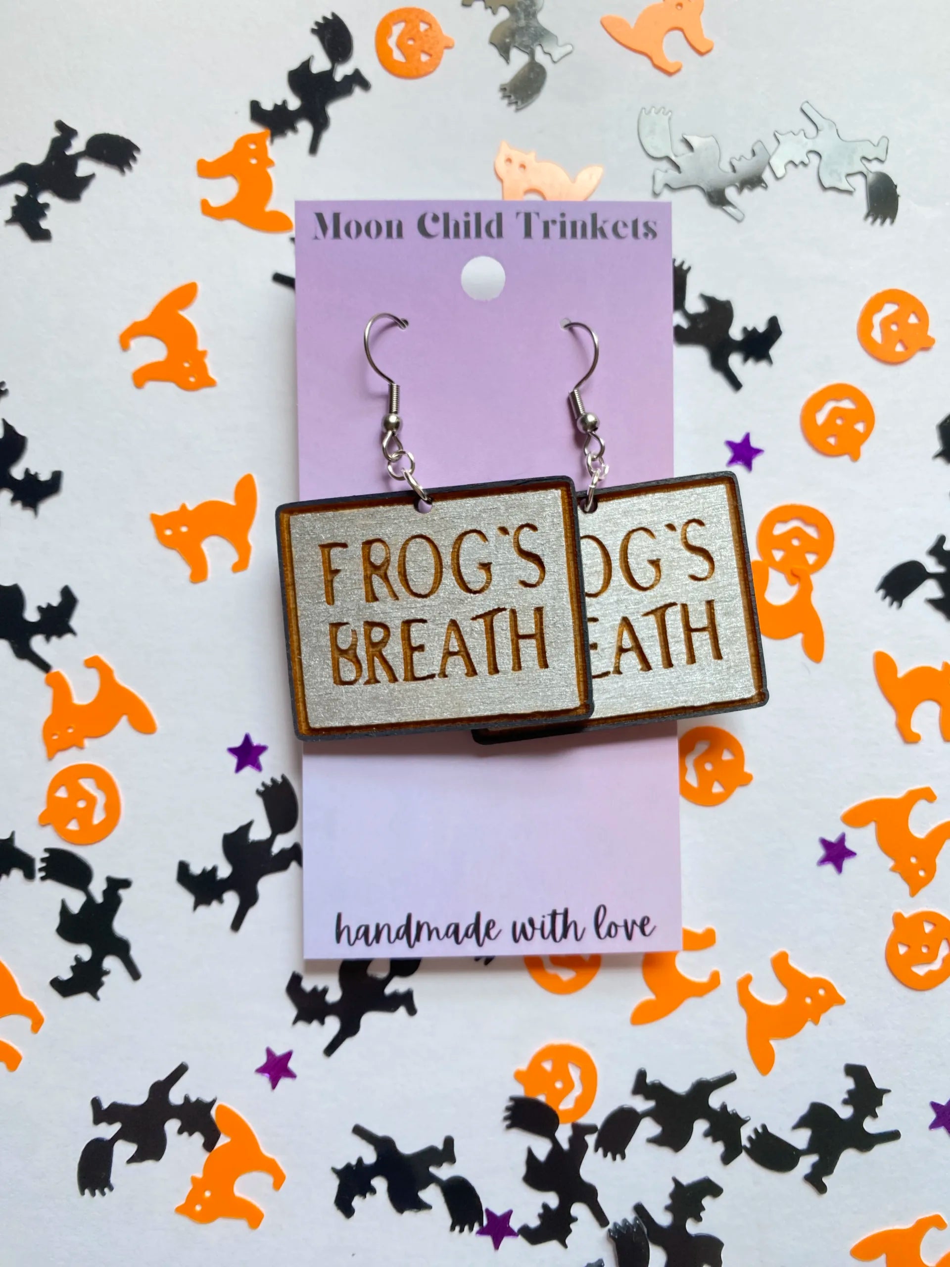 NBC Frogs Breath Hand Painted Wood Dangle Earrings image 1