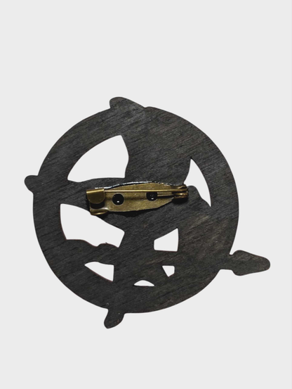 Mockingjay Pin – Hunger Games Inspired Bar Back Brooch - Hand Painted Wood Pin