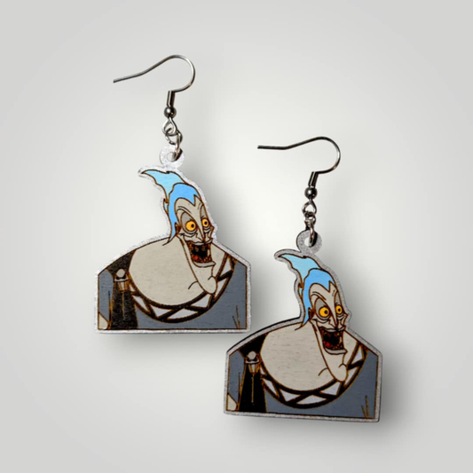 Hades Hercules Hand Painted Wood Earrings