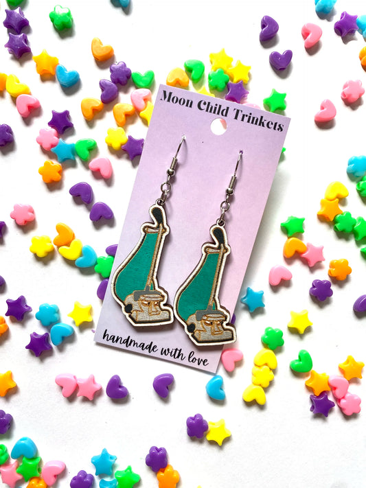Brave Little Toaster Kirby the Vacuum Hand Painted Wood Dangle Earrings image 0