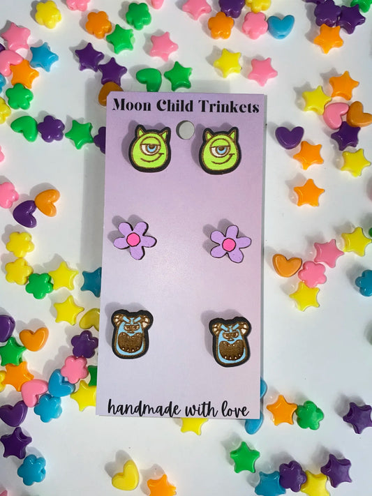 Monster's Inc 3 Pair Stud Earring Bundle image 0