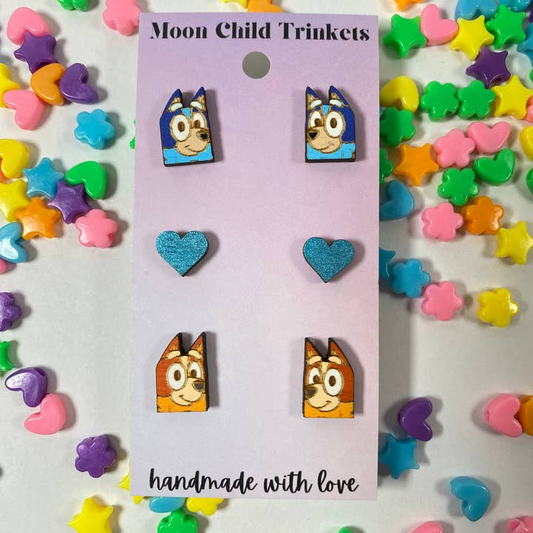 Bluey & Bingo 3 Pair Stud Pack