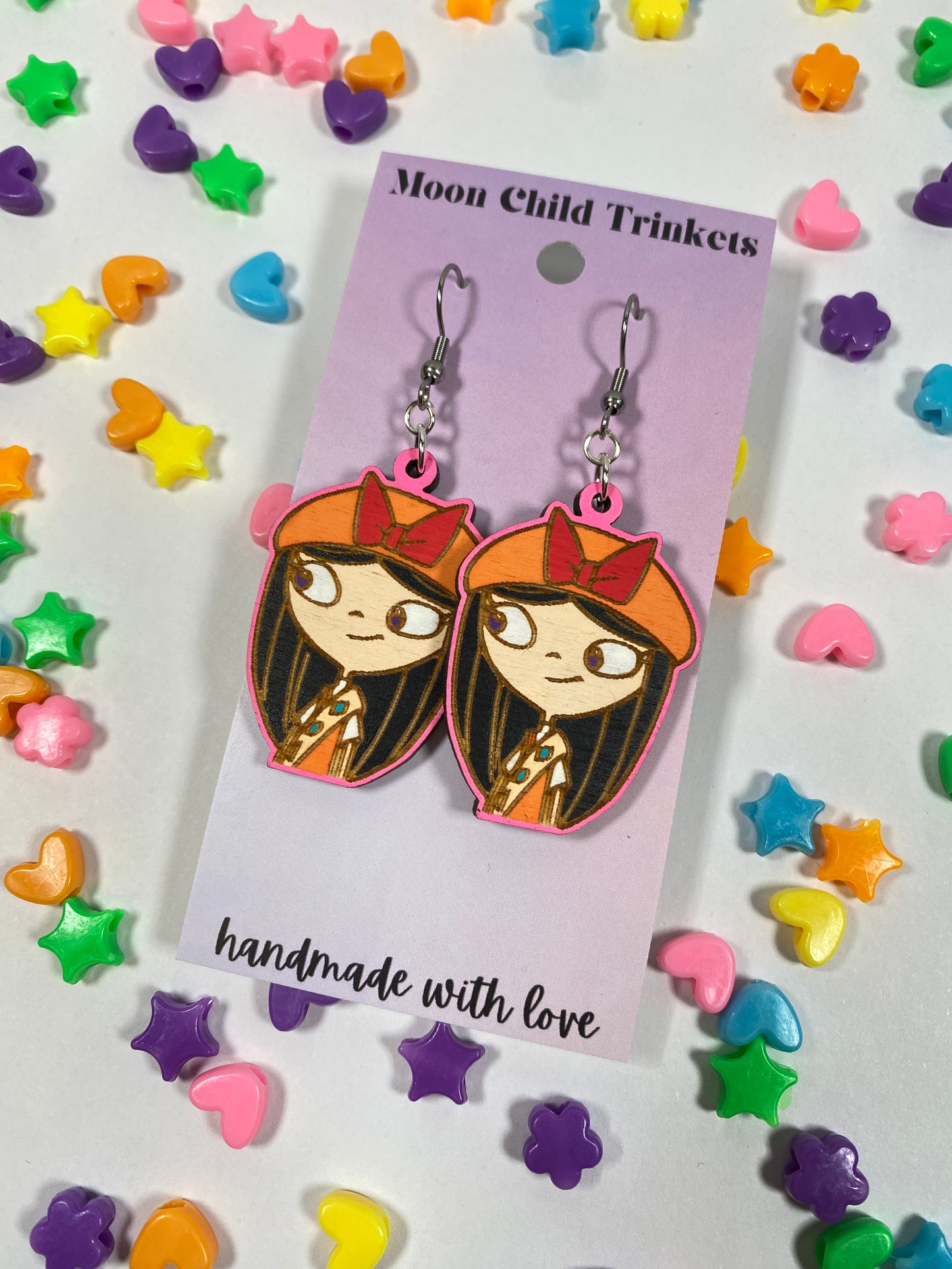 Isabella Hand Painted Wood Dangle Earrings