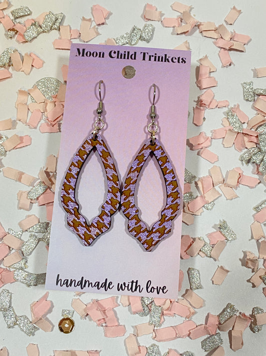 Purple Houndstooth Diamond Teardrop Hand Painted Dangle earrings