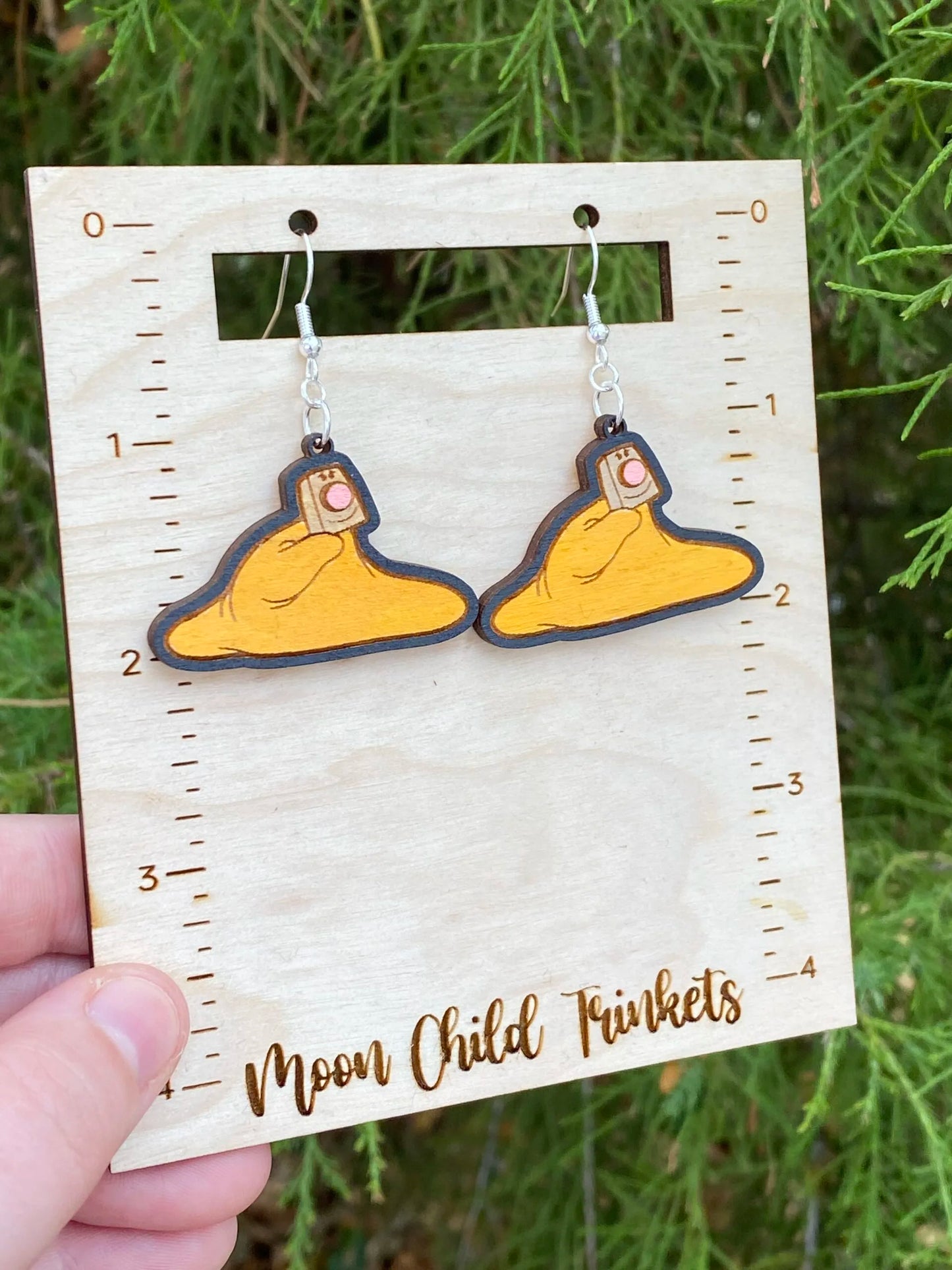 Brave Little Toaster Blanky Hand Painted Wood Dangle Earrings image 1
