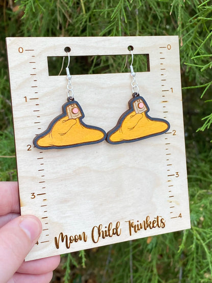 Brave Little Toaster Blanky Hand Painted Wood Dangle Earrings image 1