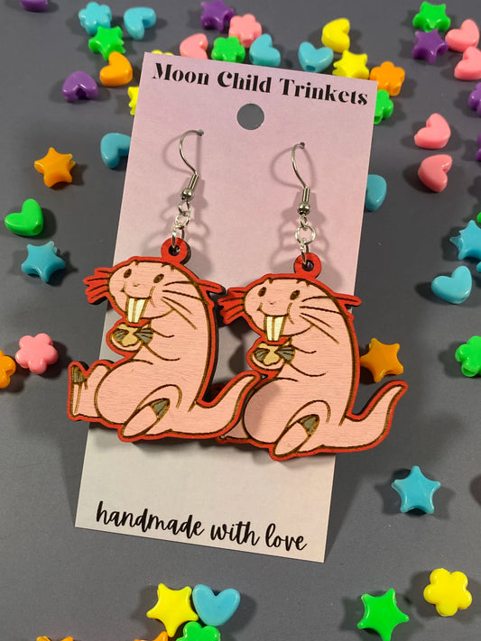 Rufus Hand Painted Wood Earrings - Kim Possible Inspired Collection image 0