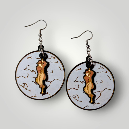 Indiana Jones Hand Painted Wood Earrings