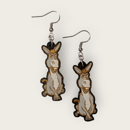 Shrek Donkey Hand Painted Wood Dangle Earrings