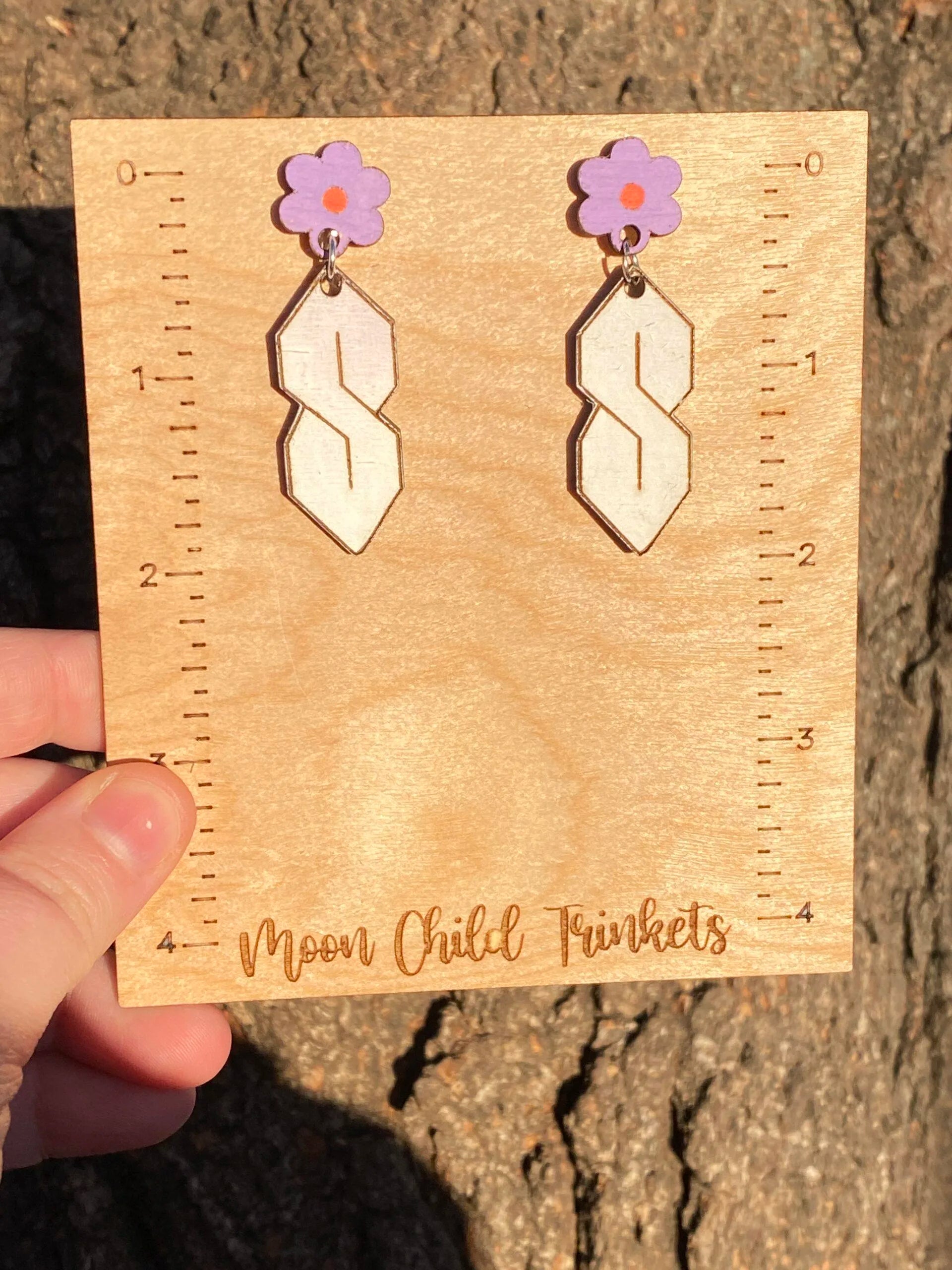 Y2K Super S Hand Painted Wood Dangle Earrings image 2