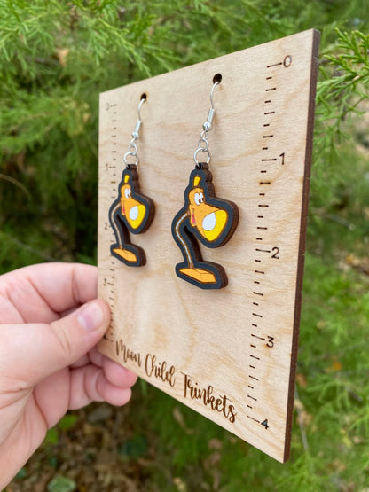 Brave Little Toaster Lampy Hand Painted Wood Dangle Earrings image 2