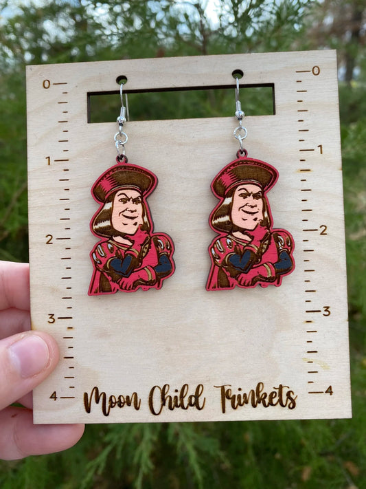 Shrek Lord Farquaad Hand Painted Wood Dangle Earrings image 0