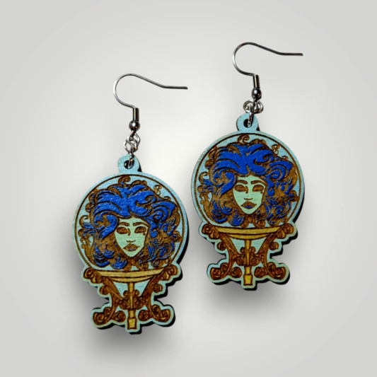 Madam Leota Haunted Mansion Glow in the Dark Hand Painted Earrings