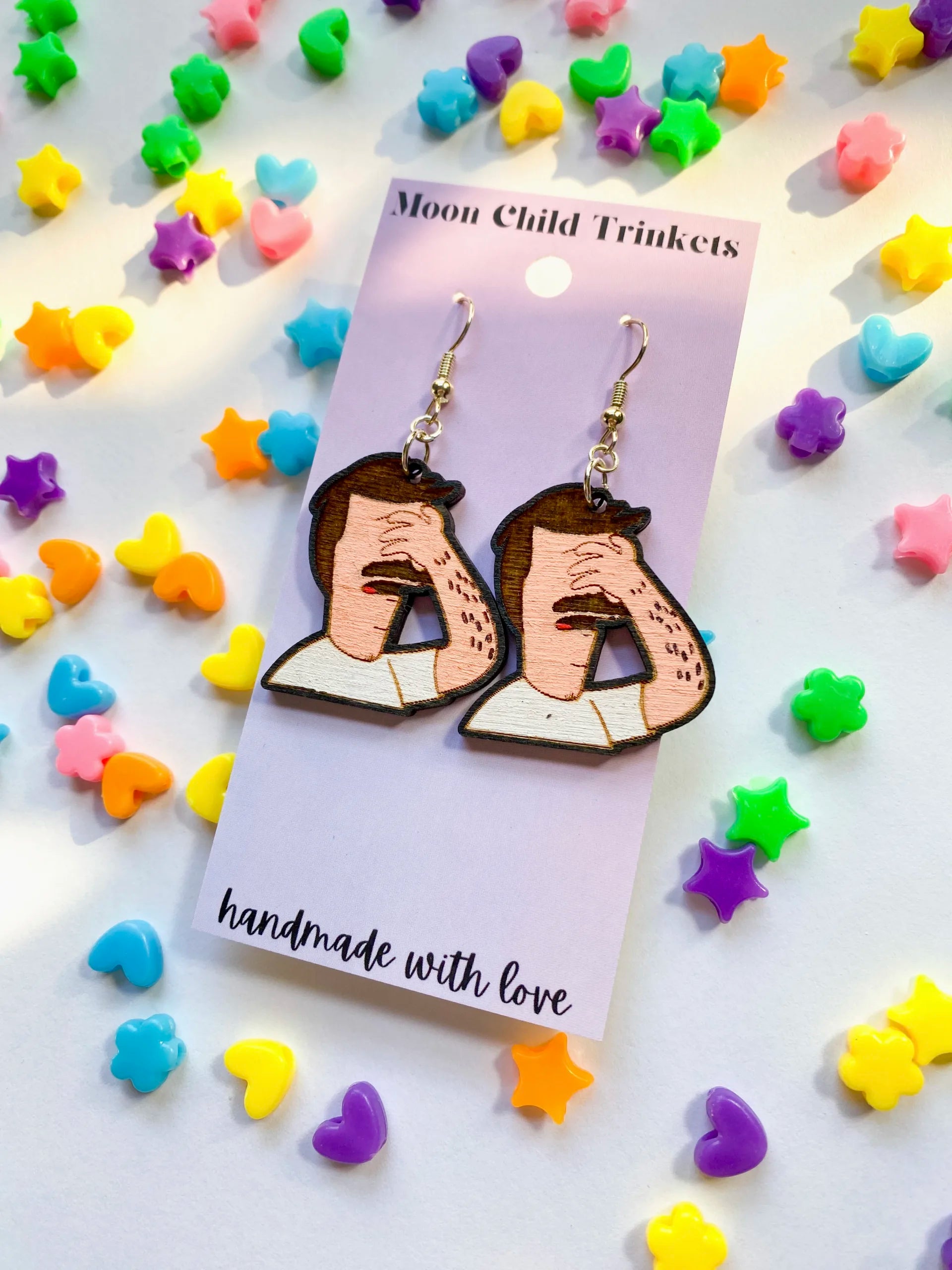 Bobs Burgers Bob Hand Painted Wood Dangle Earrings image 0
