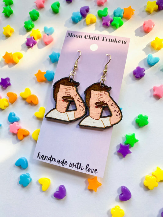 Bobs Burgers Bob Hand Painted Wood Dangle Earrings image 0