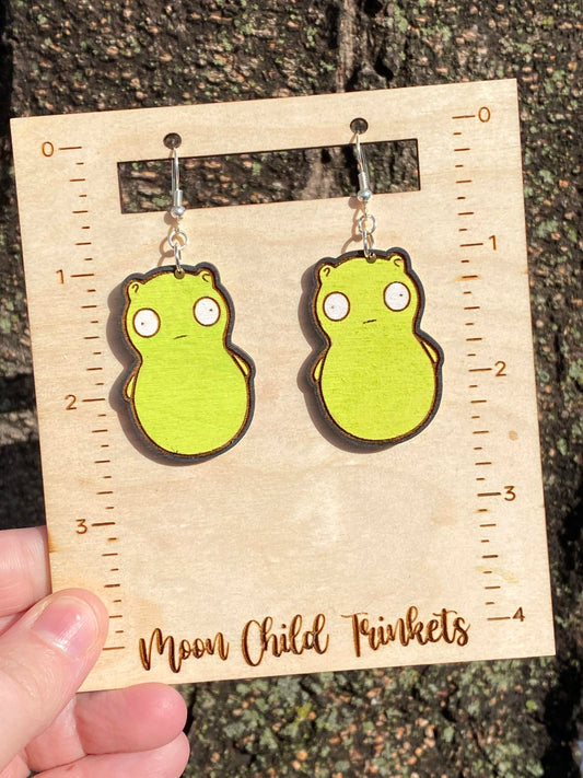 Kuchi Kopi Bobs Burgers Hand Painted Wood Dangle Earrings image 1