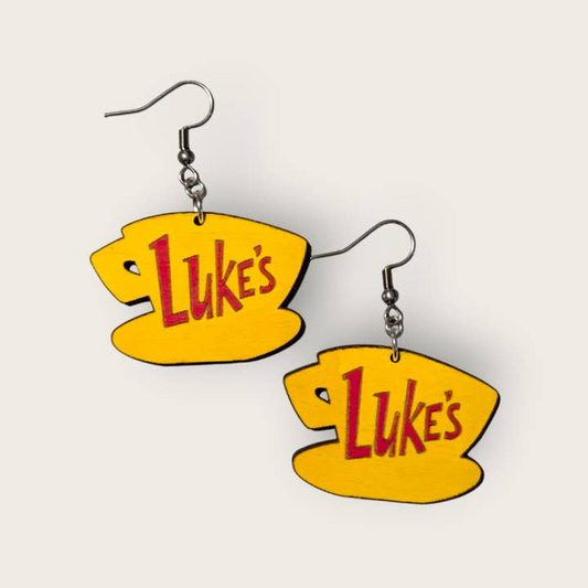Gilmore Girls Lukes Diner Hand Painted Wood Dangle Earrings