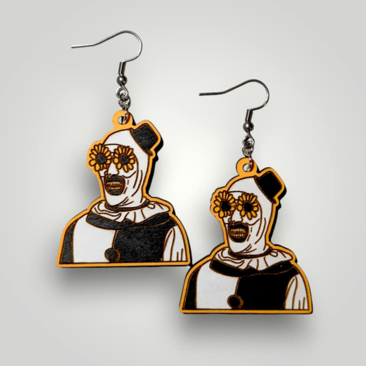 Art the Clown Terrifier Hand Painted Wood Earrings