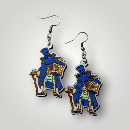 Hatbox Ghost Haunted Mansion Hand Painted Earrings