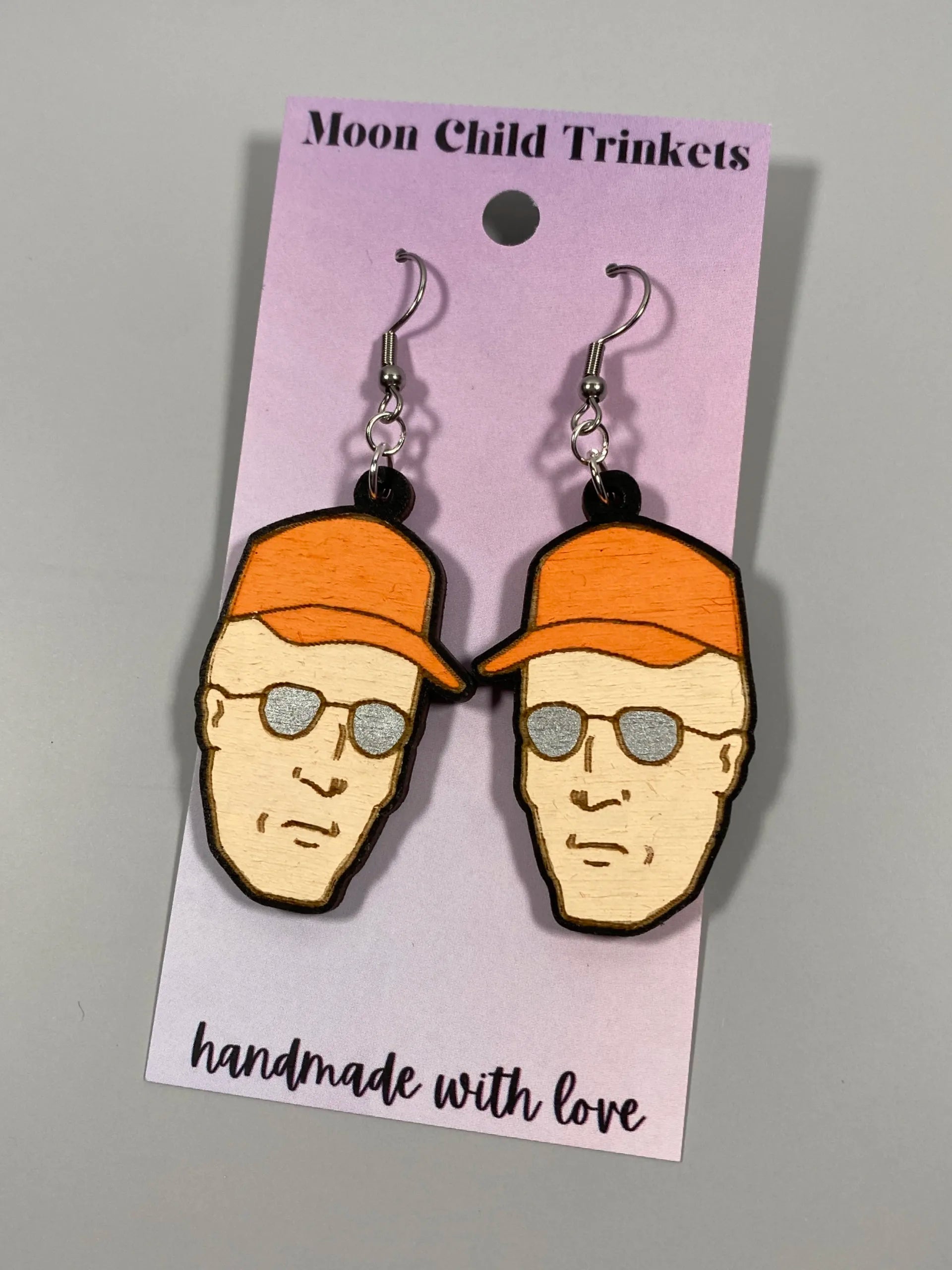Dale Gribble Hand Painted Wood Dangle Earrings image 1