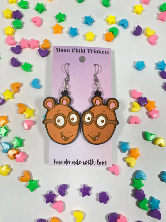 Arthur PBS Inspired Hand Painted Wood Dangle Earrings image 1