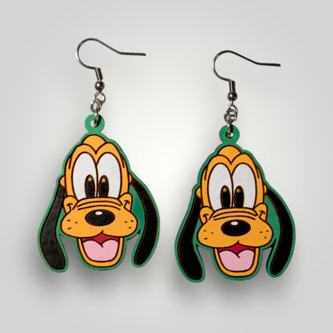 Pluto Hand Painted Wood Earrings
