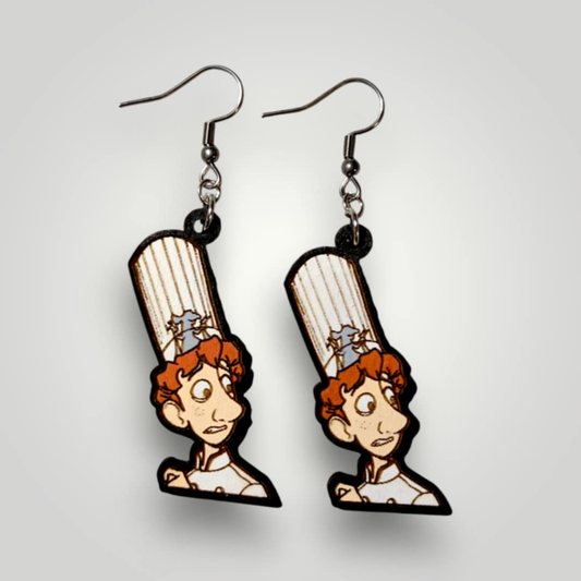 Alfredo Linguini Ratatouille Hand Painted Wood Earrings