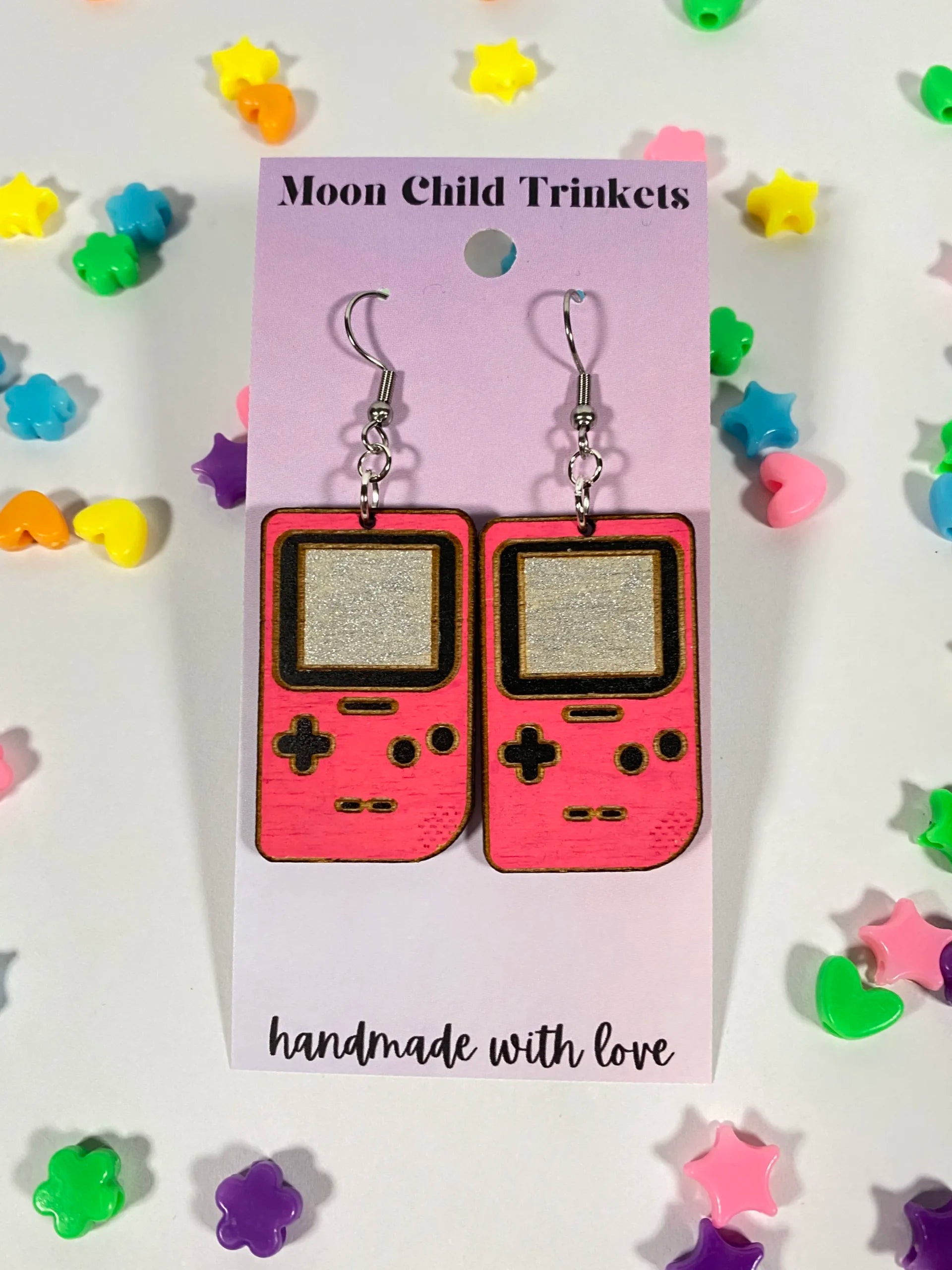 Gameboy Hand Painted Wood Dangle Earrings image 3
