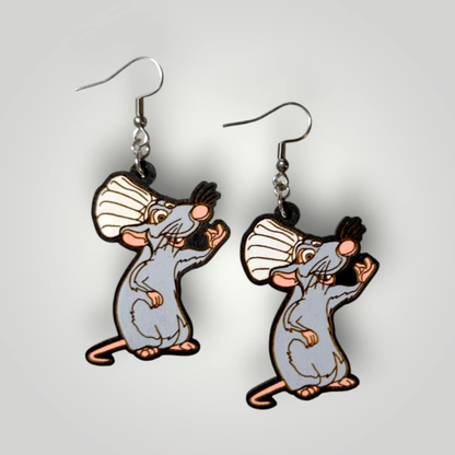 Remy Ratatouille Hand Painted Wood Earrings