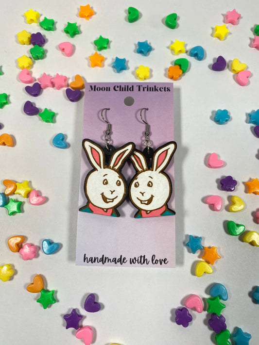 Buster from Arthur PBS inspired Hand Painted Wood Dangle Earrings image 0