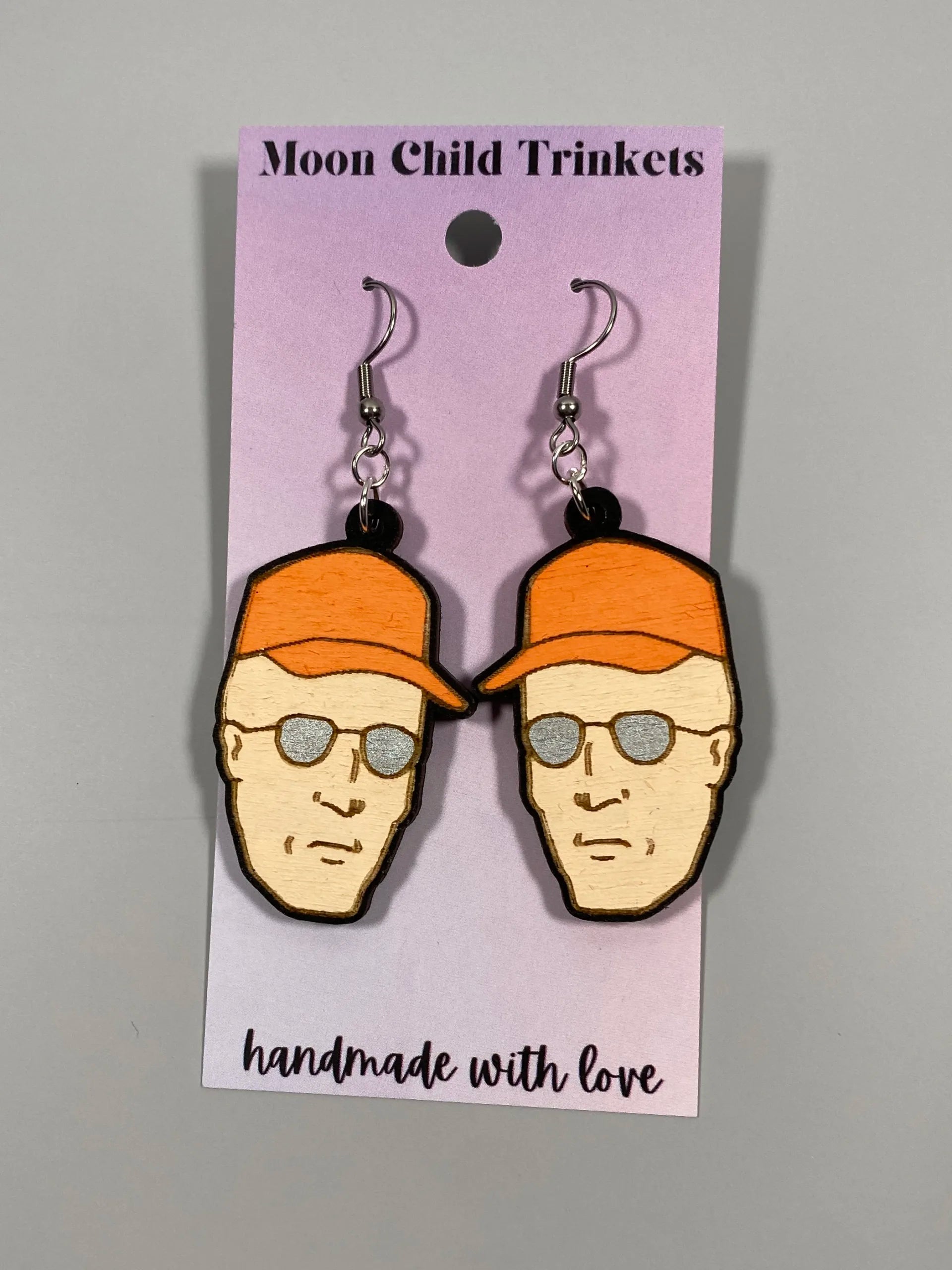 Dale Gribble Hand Painted Wood Dangle Earrings image 0